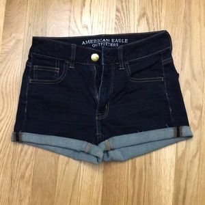AE High Rise Dark Wash Shortie